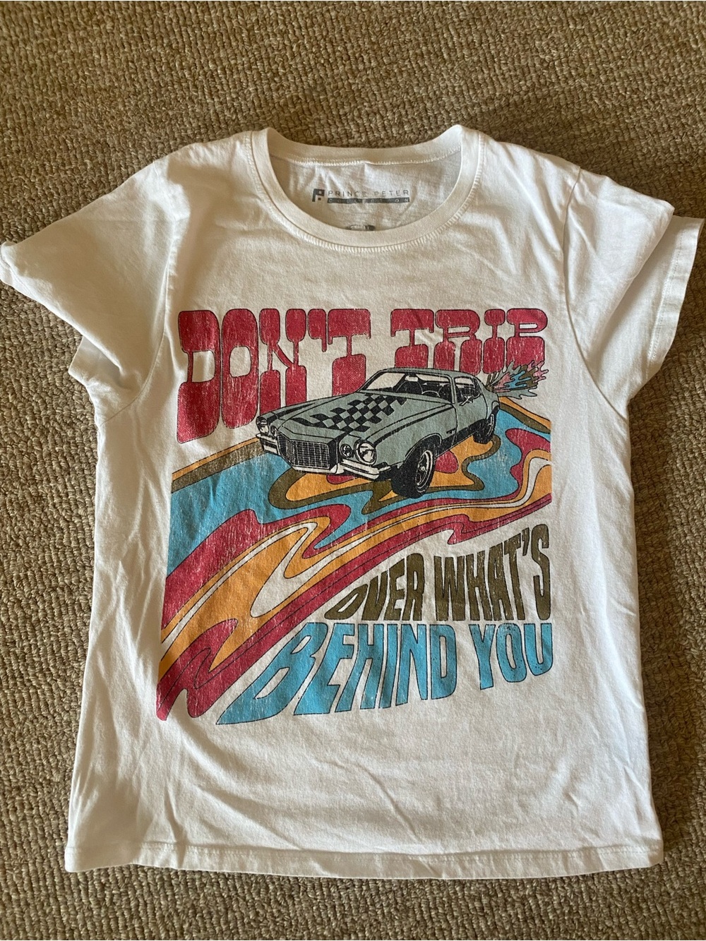 Prince Peter Collection White Tee with Retro Car Graphic